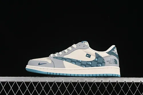 All categories Air Jordan Jordan series basketball shoes Air Jordan 1 Low High-end customized low-top sneakers Travis Scott x Fragment Design x Air Jordan 1 Low OG SP AJ1 North Face joint blue square hook low-top cultural casual sneakers LD2025-026